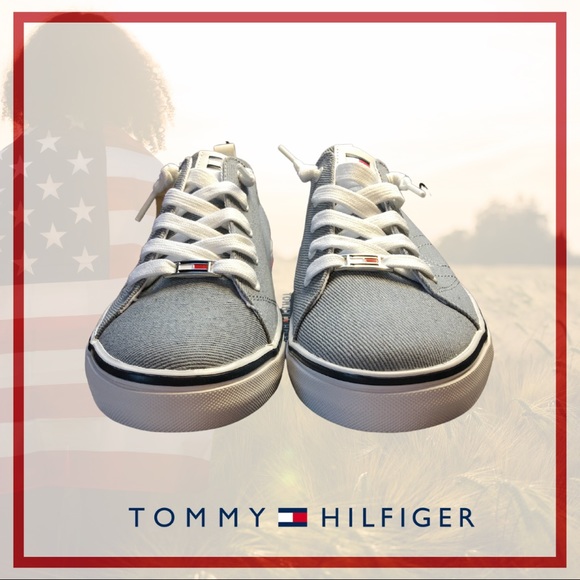 Tommy Hilfiger Light Blue Canvas ODESI Lace Up Shoe 10 - Picture 3 of 9